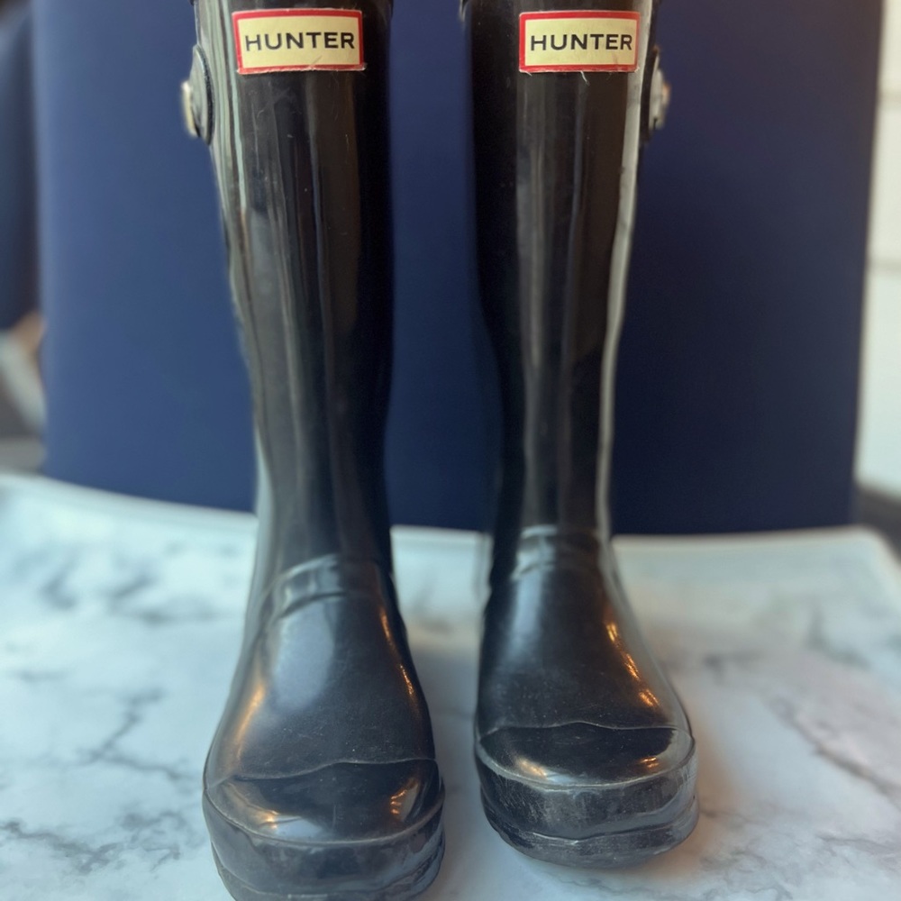 HUNTER original black rain boots, size 1 youth